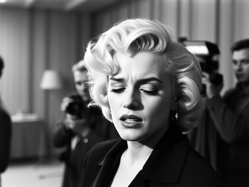 Marilyn Monroe during a difficult moment on a film set