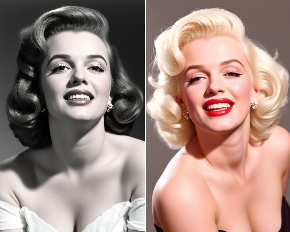 Marilyn Monroe's transformation from brunette Norma Jeane to blonde Marilyn