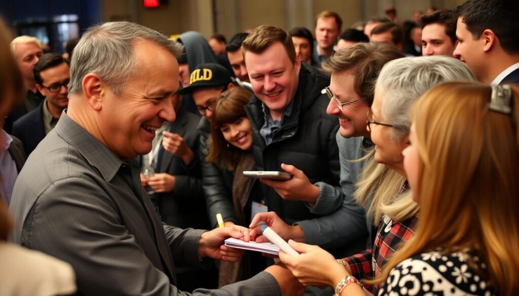 Tom Hanks interacting with fans at an event