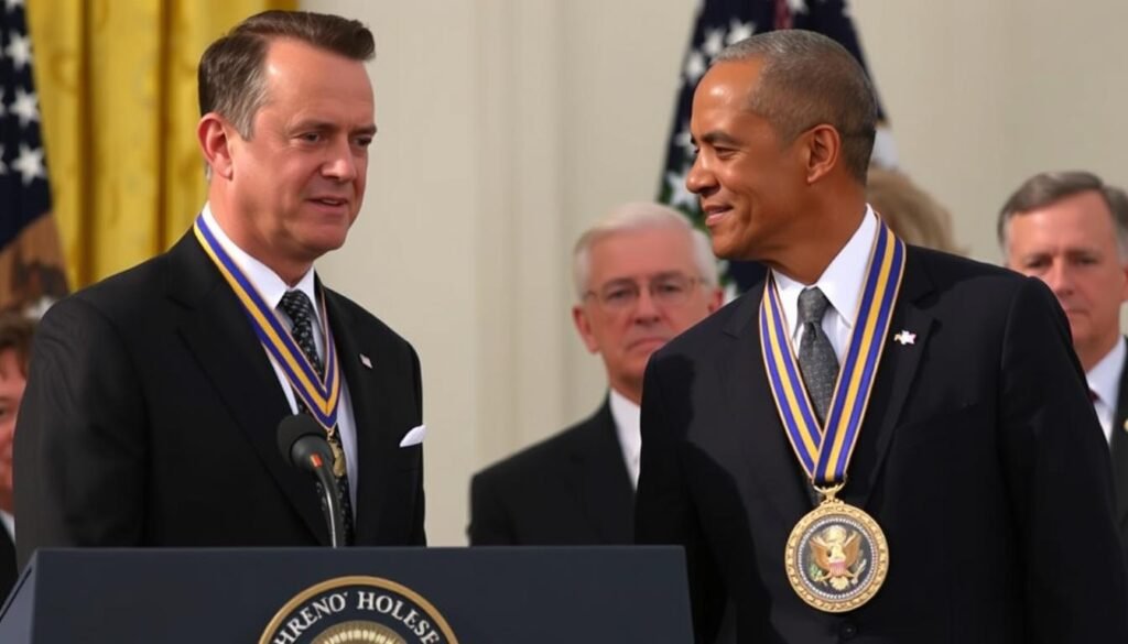 Tom Hanks receiving the Presidential Medal of Freedom