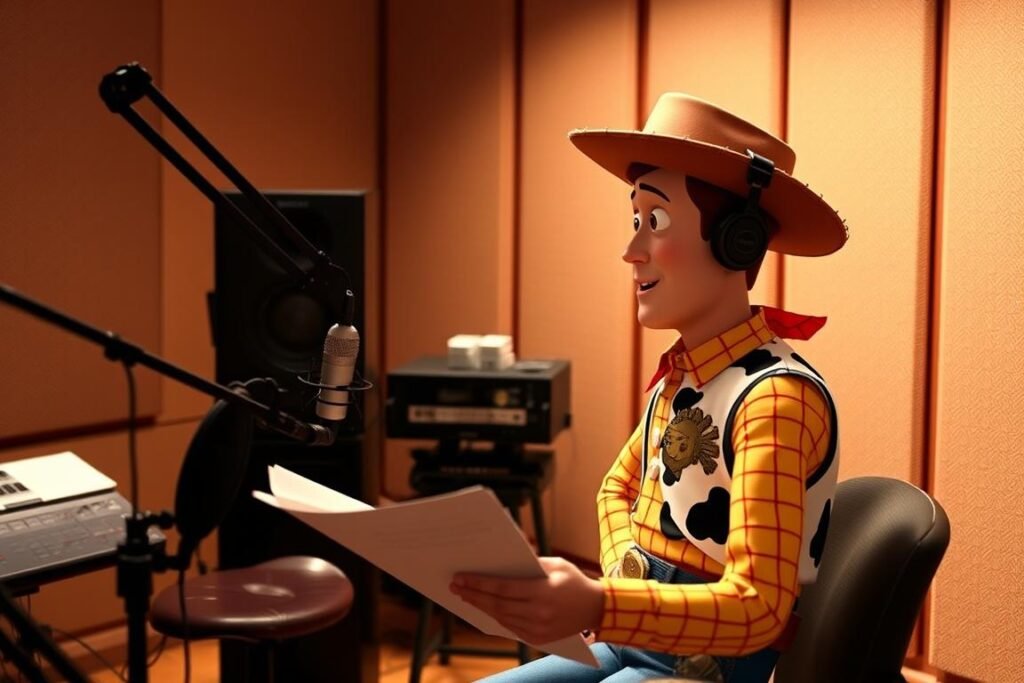 Tom Hanks voicing Woody in Toy Story