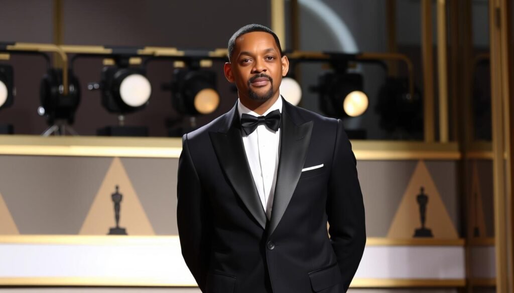 Will Smith at the 2022 Academy Awards where the controversial slapping incident occurred