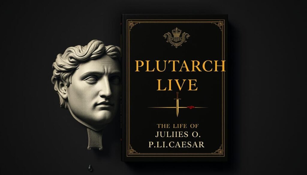 Book cover of Plutarch's Lives focusing on Julius Caesar betrayal