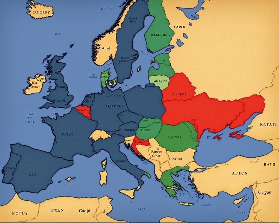 Map of Europe under Napoleon's control at its height in 1812