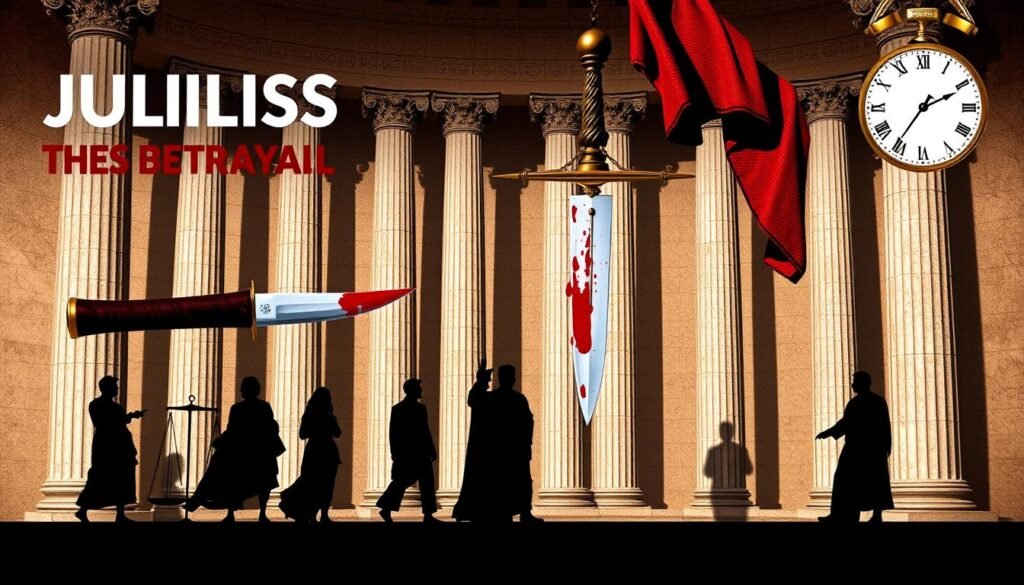 Modern depiction of Julius Caesar's betrayal showing its lasting impact on history and culture