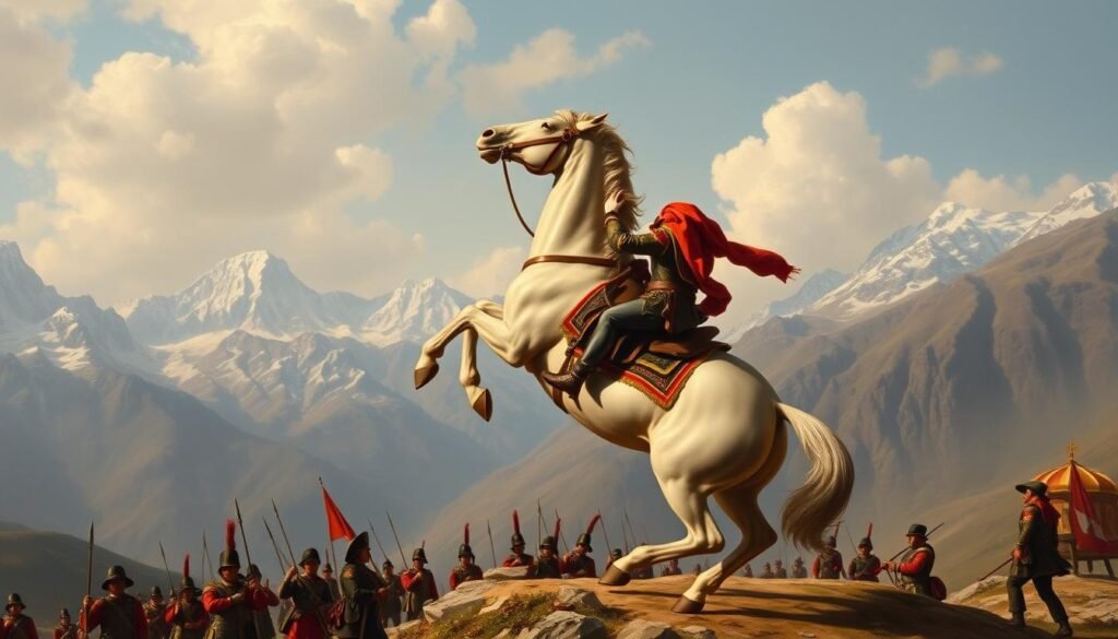 Napoleon Bonaparte crossing the Alps during his Italian Campaign