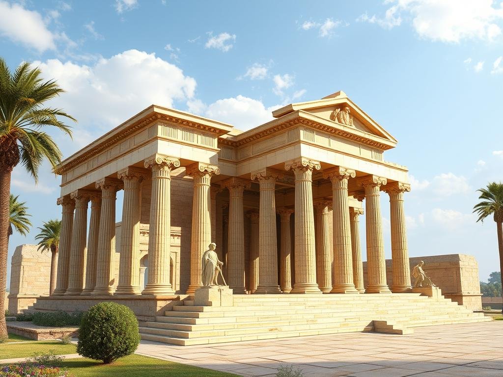 Reconstruction of the Caesareum of Alexandria, a temple dedicated to Julius Caesar built by Cleopatra