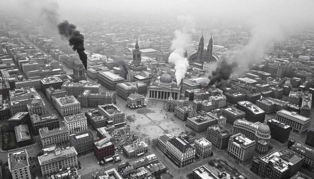 Berlin in ruins at the end of World War II showing the destruction of Hitler's Reich