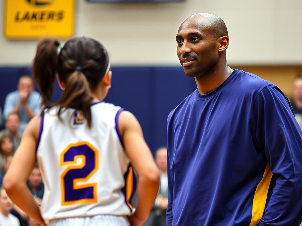 Kobe watching Gianna play basketball with pride
