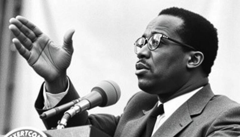 Malcolm X speaking at the founding rally of the Organization of Afro-American Unity in 1964, where he first used the phrase 'by any means necessary'
