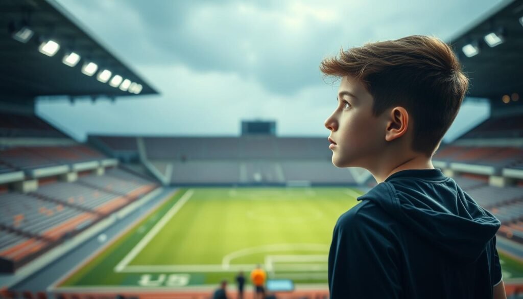 Cristiano Ronaldo Jr. looking toward the future, symbolizing his potential career path