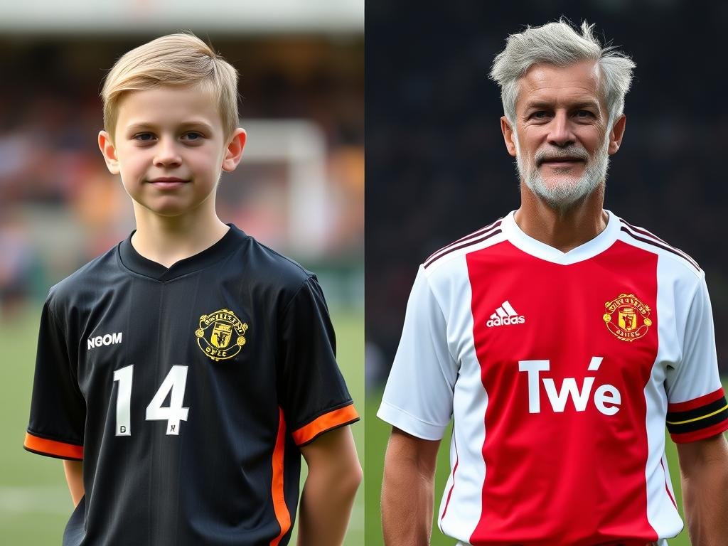 Side-by-side comparison of Cristiano Ronaldo Jr. and his father at similar ages